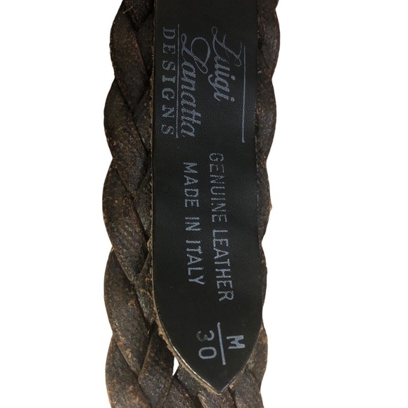Made In Italy LUIGI LANATTA Genuine Leather BRAIDED Woven BROWN Belt Mens 30/ M - Picture 4 of 8